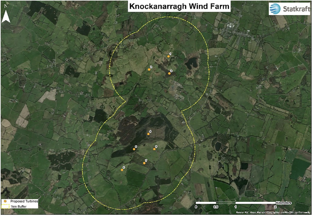 Knockanarragh wind farm proposed location map